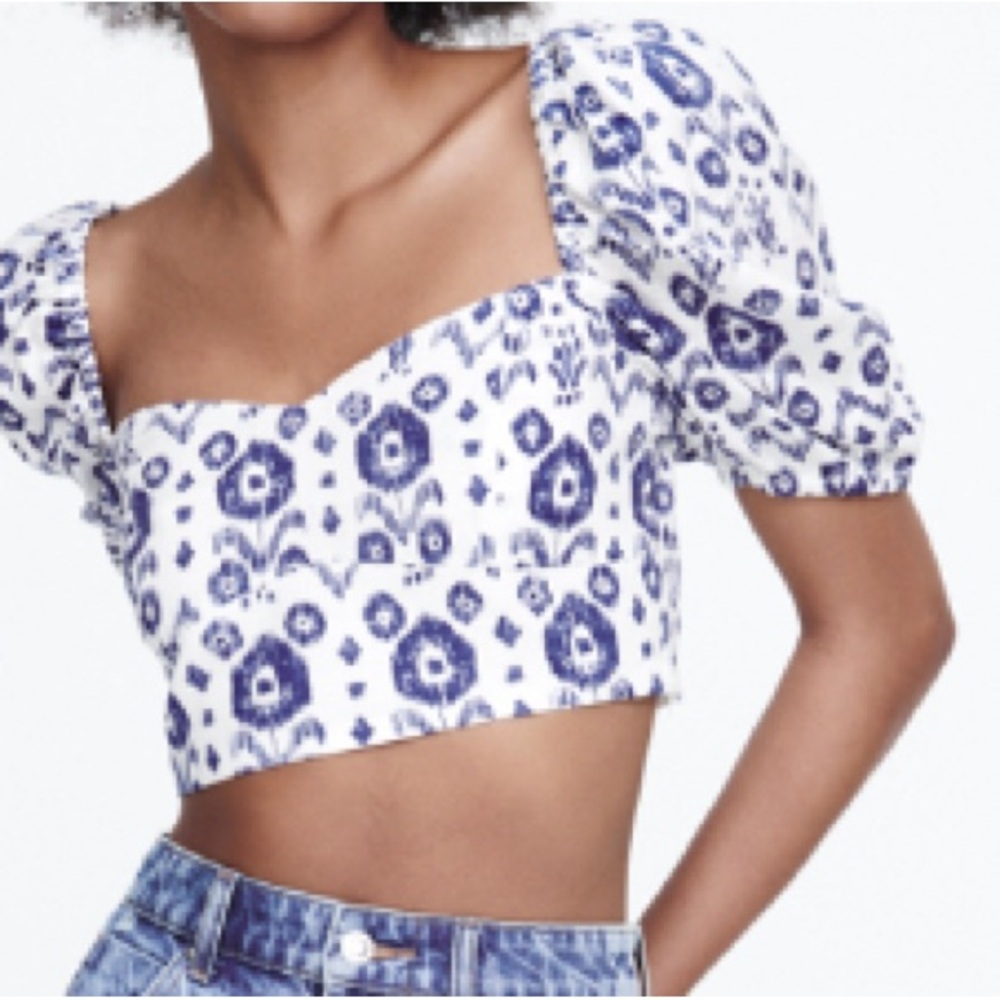 Zara Puff Sleeve Cropped Top